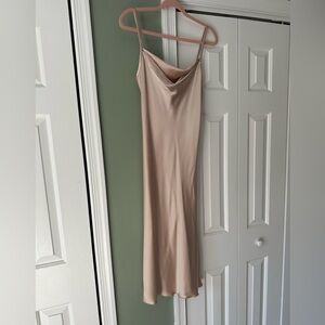 Satin gold midi dress